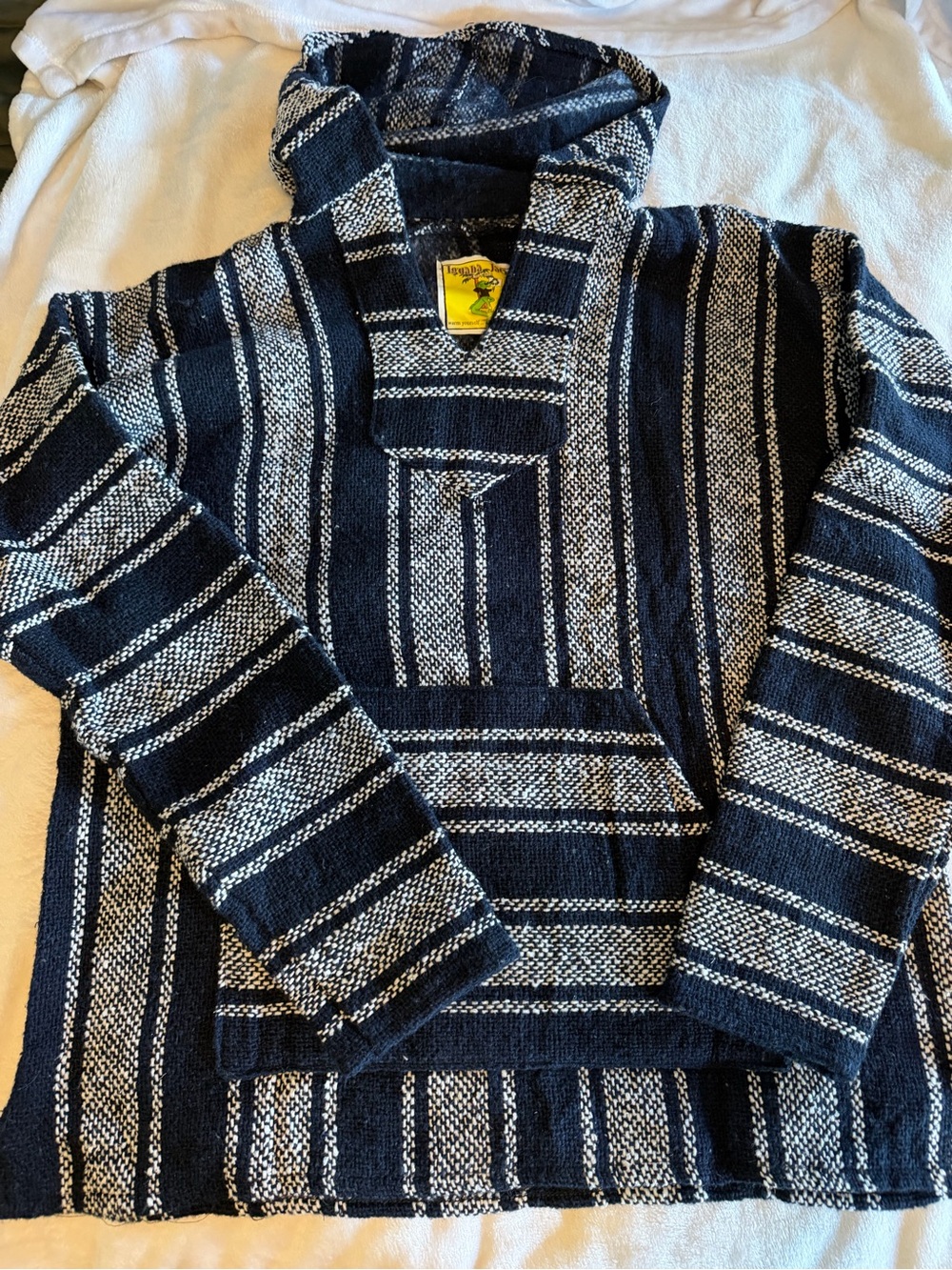Striped Navy Baja Hoodie Pullover